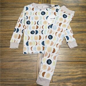Little Sleepies Moon Phase Pajama Set - Blue, Brown, Yellow